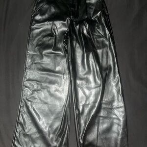 Forever 21 Shiny Black Leatherette Trousers